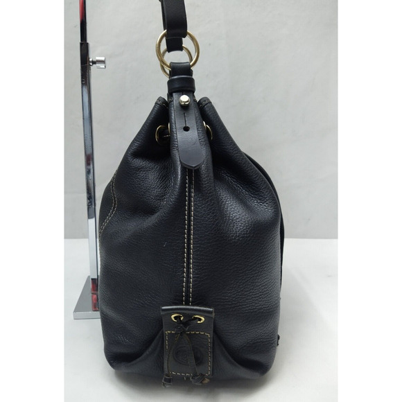 Dooney & Bourke Black Pebbled Leather Drawstring Shoulder Bag - Picture 6 of 16